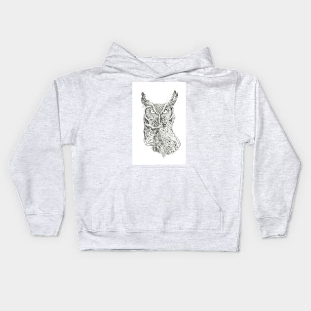 the wise owl Kids Hoodie by David Dots